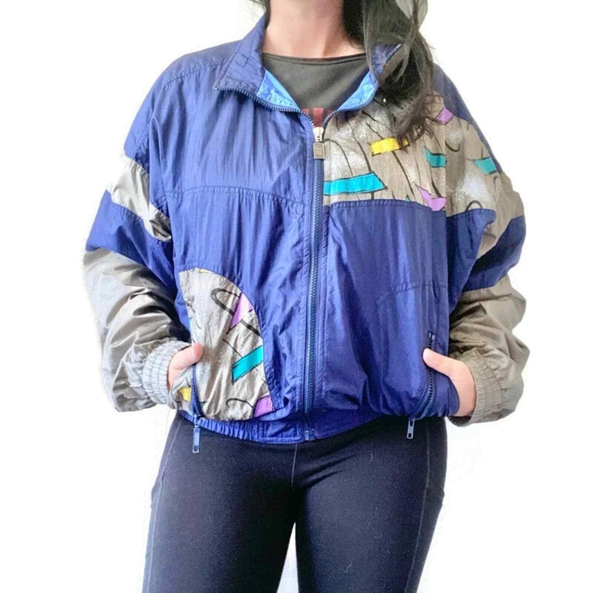 Vintage TAIL 80s 90s Multicolor Windbreaker Size Medium