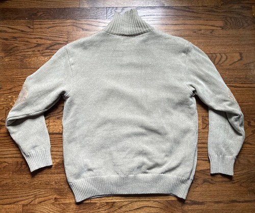 VTG Alan Flusser Full Zip Jacket High Neck Lined Elbow Patch Large Wool Blend - Picture 9 of 11