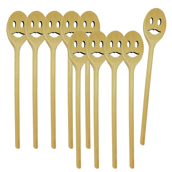 10Er Set Metaltex 570312000 KochlöFfel Oval 30 Cm Mrs. Aus Buchenholz Mit Ges...-image