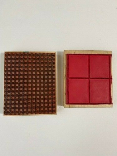 Lot of 2 Rubber Big Stamp Plaid Pattern and Four Squares Mounted Stamps - Picture 2 of 4