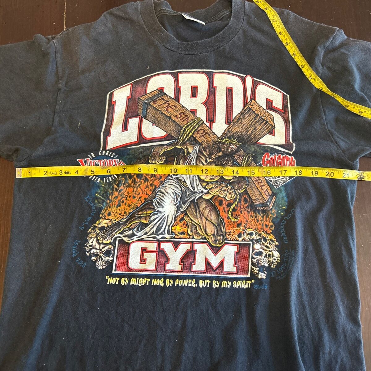 Vintage LORD's GYM T-Shirt NO SWEAT Jesus DELTA 1995 Black Vintage LORD's GYM T-Shirt NO SWEAT Jesus DELTA 1995 Black