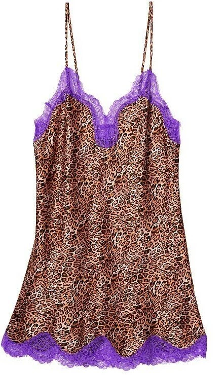 UNDERCOVER VICTORIA'S SECRET camicia da notte slip seta abito pizzo leopardato rosa lilla XS M XL 2XL
