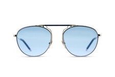 Metal Vintage Sunglasses - Silver Round Retro Frame w/ Light Blue Lens Unisex