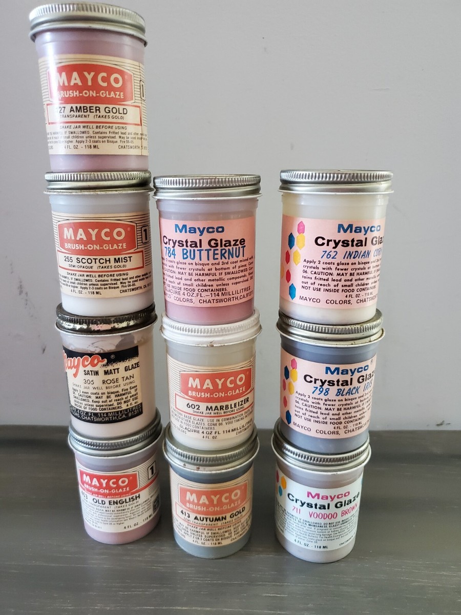 RARE VINTAGE MAYCO Crystal Glazes, Marbelizer, Brush On and Satin