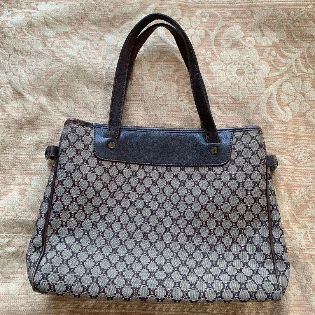 CELINE Macadam Tote Bag Borsa a tracolla Tela Pelle Grigio USATA Autore #S2109