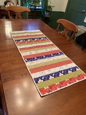 Handmade Quilted 2 Sided Table Topper Runner 40 X 18 1/2 inches. New 