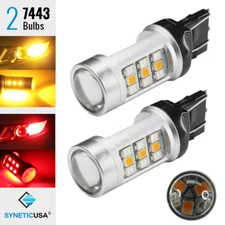 7443 Dual Color Switchback Red-Amber 33-LED DRL Turn Signal Parking Light Bulbs