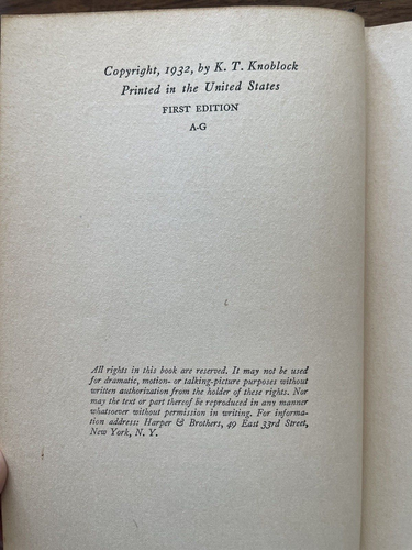 RARE 1932 Murder In The Mind by K.T. Knoblock 1st Edition Vintage Book - Picture 4 of 5