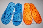 Womens 2 PR LOT SLIPPERS House Shoes ORANGE BLUE Animal Spot S 5-6 M 7-8 L 9-10