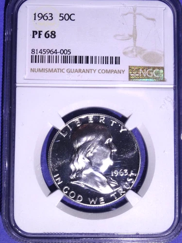1963 Franklin Half  NGC Proof 68  partial nice cameo