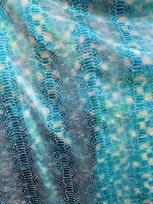 Turquoise 4 way stretch pearl Snake 2 tone spandex for way stretch 58'' wide