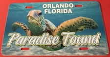 Orlando Florida Paradise Found Booster License Plate Sea Turtle STURDY PLASTIC