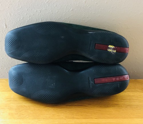PRADA Signature Hunter Forest Green Suede Leather Slip On Loafers Shoes Size 38 - Picture 9 of 11