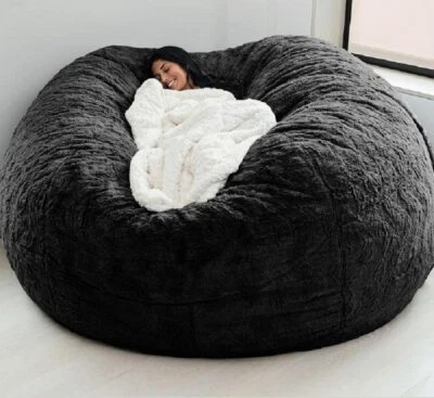 NOT APPLY 7ft Giant Big Soft Fur Bean Bag Luxury Living Room Portable Sofa Bed Bag Cover