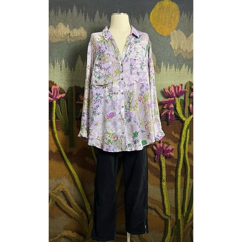 Camicia blusa Anthropologie Romi viola floreale più 3X - Foto 2 di 16