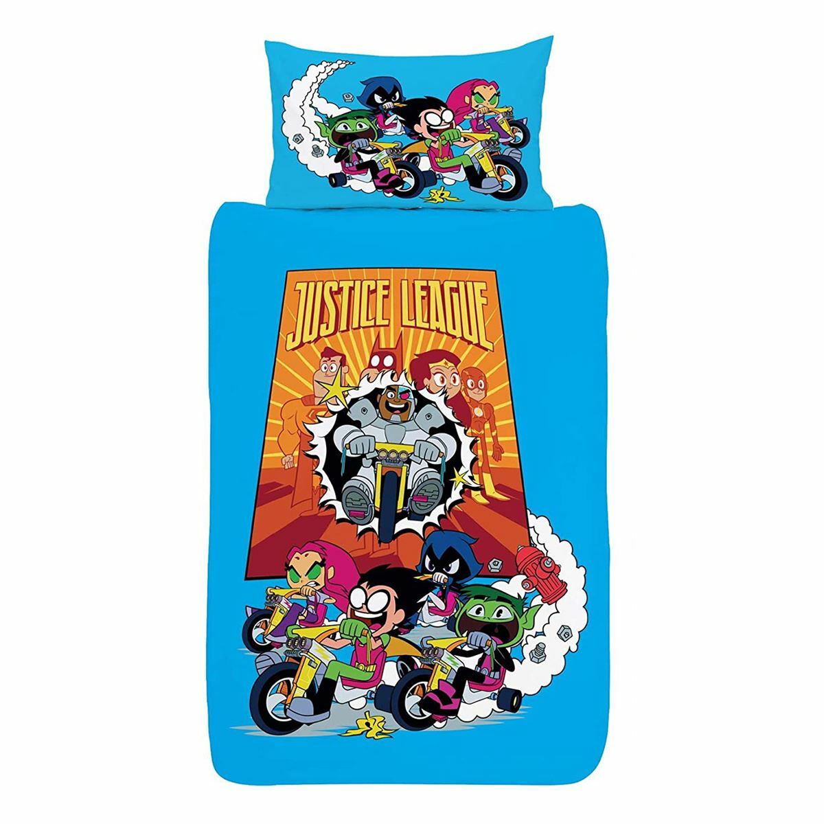 Teen Titan & Justice League Singolo Copripiumino Set Go! 2-in-1 Supereroe Design