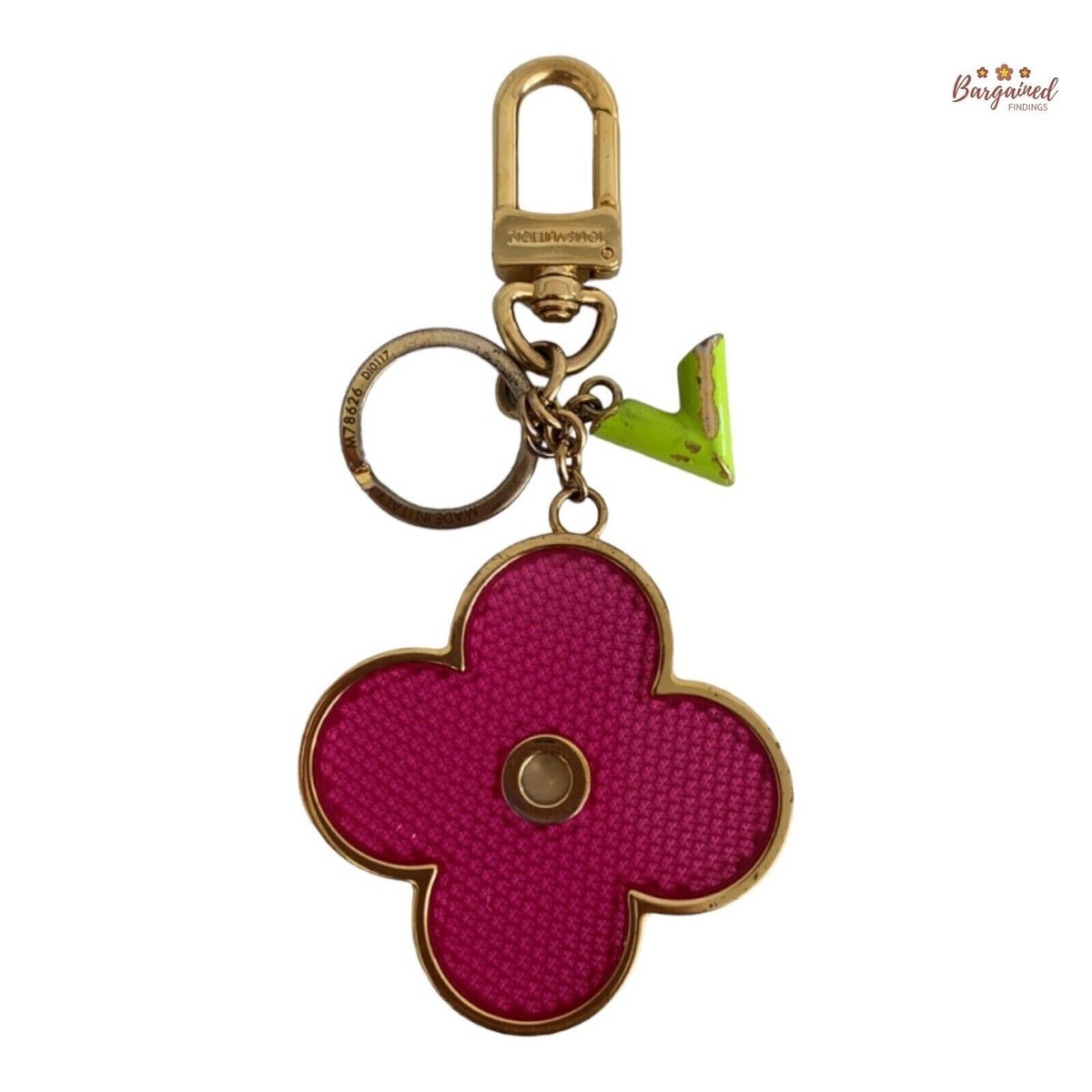 LOUIS VUITTON チャーム　ピンク Authentic LOUIS VUITTON Pink Green Flash Flower Single V Key