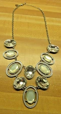 CHARMING CHARLIE chunky Necklace silver tone some clear rhinestone multi chain