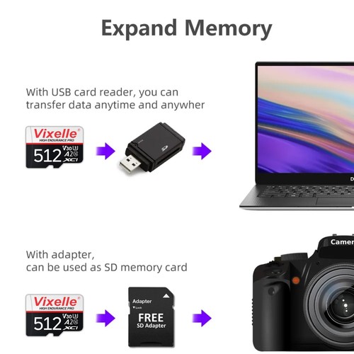 Micro SD Memory Card Class 10 U3 A1 64GB 128GB 256GB 512GB 1TB 2TB Free Adapter - Picture 9 of 20