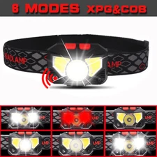 2PACK Headlamp COB LED Rechargeable Headlight Torch Work Light Bar Head Band USB