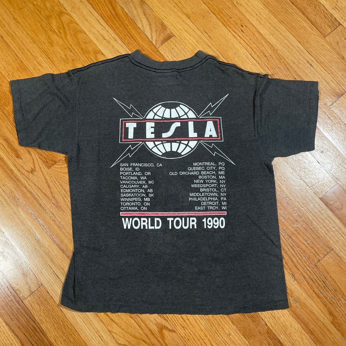 Vintage Tesla Band Tee World Tour 1990 | eBay