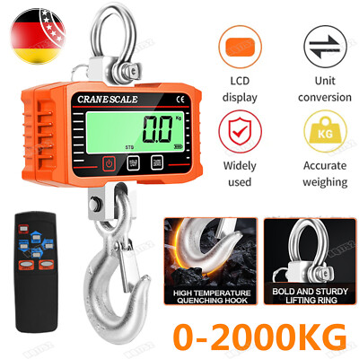Profi Hängewaage Digital LCD 2000KG Zugwaage Wildwaage Industriewaage Waage