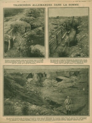 Altes Dokument Deutsche Schützengräben an der Somme 1916 aus Zeitschrift