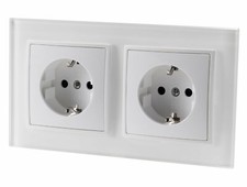 All-in-One UP Crystal Glass Double Socket - 2 Way 2 Way Glass Frame Combo