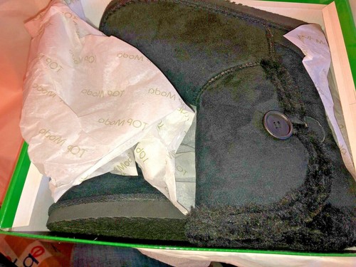 Women Size 6 Casual Cozy Button Flat Heel Faux Fur Mid Calf Winter Boot Shoe NEW - Picture 7 of 12
