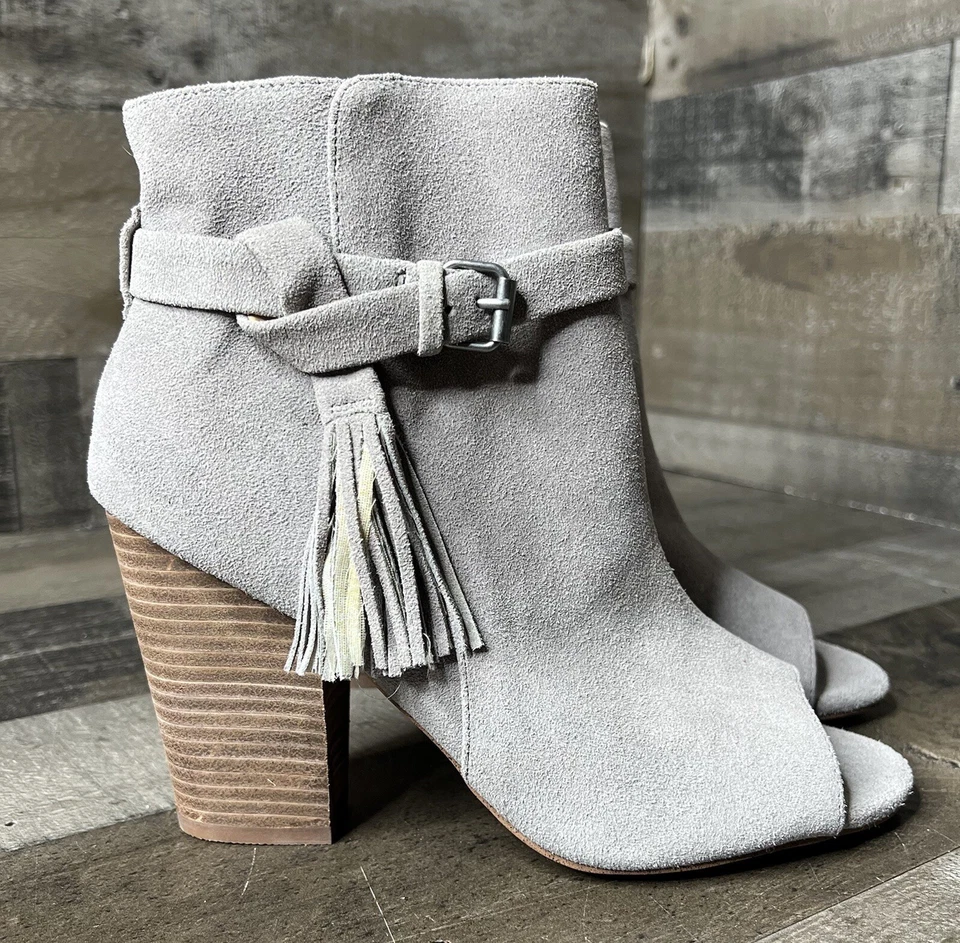 Mujer Joe’s Talla 8 Gris Cremallera Tobillo 4” Tacón Grueso Puntera Abierta Zapatos Foto 3 de 4