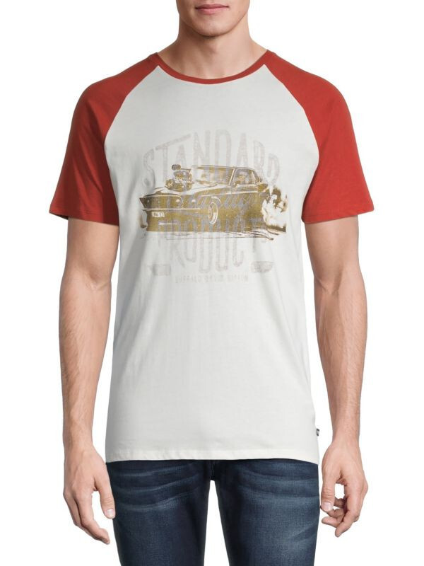 Buffalo David Bitton Mens Taglide Vintage Graphic Raglan Tee in Multi Size M 5790₽
