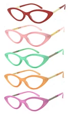 Retro Cat Eye Jelly Color Frame Full Lens (NOT Bifocal) Reading Glasses Readers