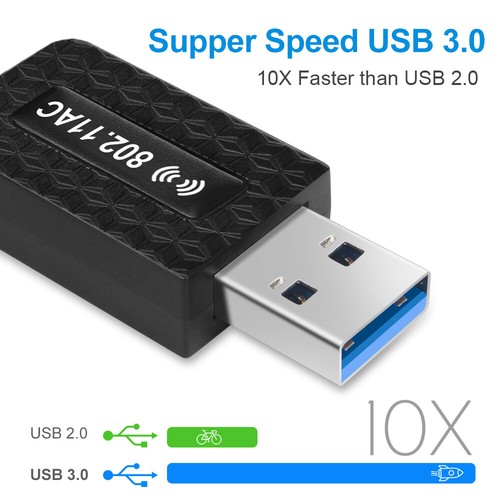AC 1300Mbps WLAN USB 3.0 Stick Dual Band 5GHz Wifi Adapter für IOS Windows 10 11 - Bild 2 von 11