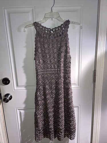 INC international concepts Grey Lace Sleevless Party Prom Bling Dress Jr. Sz. L - Foto 6 di 9
