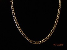 24" 925 STERLING SILVER, DIAMOND CUT FLAT FIGARO CHAIN NECKLACE 34.6 grams