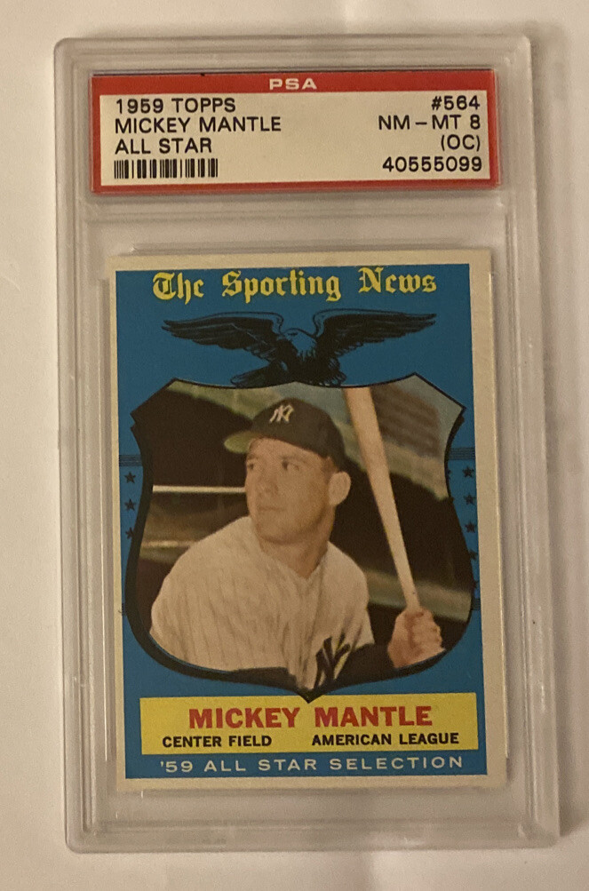 1959 Topps Baseball Mickey Mantle All Star Card #564 PSA 8