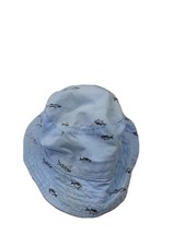 Baby Sun Hat 12-24M Blue Tan Shark Design Double Sided Strap UPF Hat
