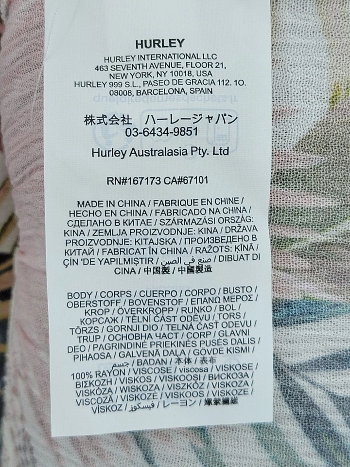 Hurley Dress Womens Medium Hawaiian Floral Long Sleeve Beachy Boho Flowy - Image 4 of 4