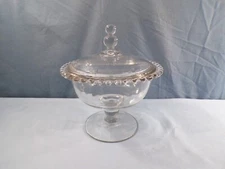 Imperial Candlewick Clear Glass Footed Covered Candy Dish 8" Tall CHIP ON LID