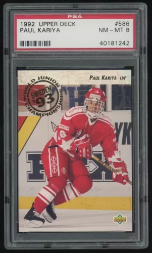 1992-93 Upper Deck Paul Kariya Rookie #586 PSA 8 - Team Canada - HOF RC