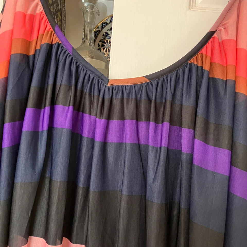 H & M floaty chiffon lined camisole top, deep stripes. UK size 4XL, in VGC - Image 3 of 4