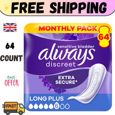 Always Discreet Incontinence Pads Women Long Plus 64 Count