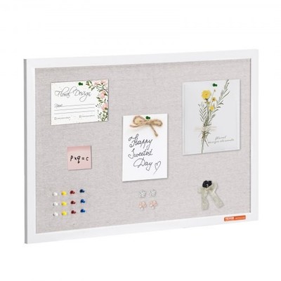 HOT/ 30''x20'' White Cork Board with Linen Surface C Stylish Wall-Mounted Bulleti