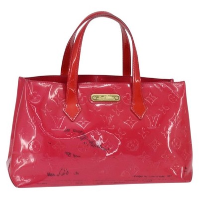 LOUIS VUITTON Monogram Vernis Wilshire Boulevard Bag Rose Pop M93643 Auth BA7211