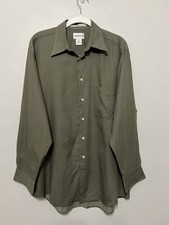 Vintage Alfani Button Up Shirt Mens 16 L Green Pocket Utility Grunge 90s