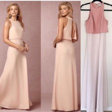 Jill Stuart BHLDN Iva Crepe Blush Pink Duo Two Tone Gown Maxi Dress Women Size 4