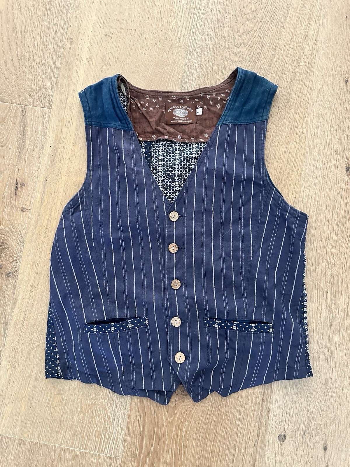 PERSONAL EQUIPMENT Button Pockets Striped Indigo … - image 1