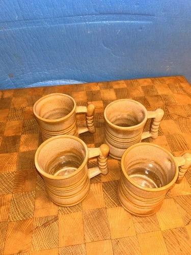4 Frankoma C3 Coffee or Tea Mugs Plainsman Desert Satin Brown