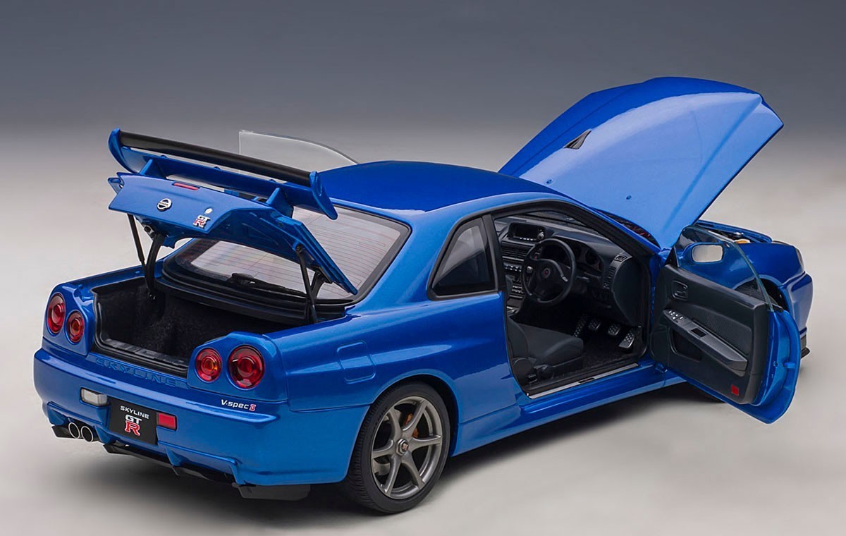 Autoart 77408 1/18 Nissan Skyline GT-R R34 V-spec II Bayside Blue