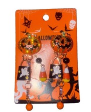 Halloween Smiling pumpkin drop Earrings Push ...